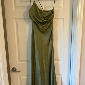 Elegant Green Satin Dress